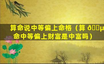 算命说中等偏上命格（算 🐵 命中等偏上财富是中富吗）